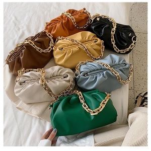 Solid Color handbags with gold chains